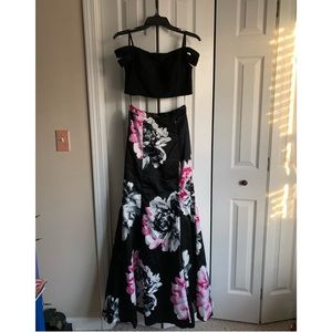 Blondie Nites Two Piece Floral Prom Dress